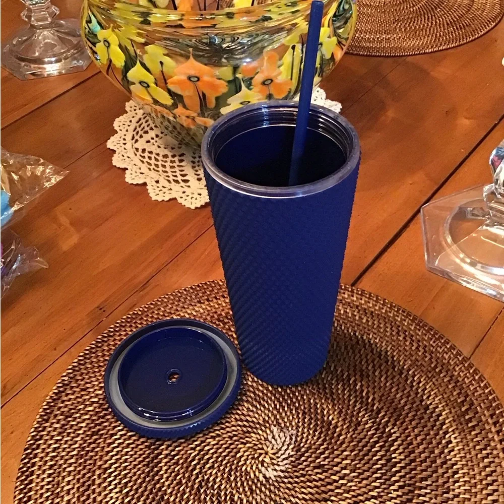 NWT Royal Caribbean Blue Textured Tumbler with Straw